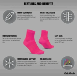 GripGrab Lightweight Airflow Sokker Pink -Endura Sykler Butikk GripGrab Lightweight Airflow Stroempe 1645000731 01
