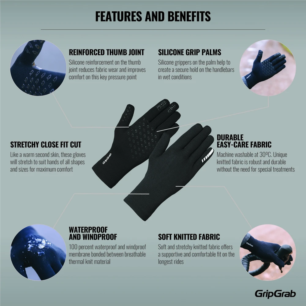 GripGrab Vanntett Strikket Hanske Sort 4 GripGrab Vanntett Strikket Hanske Sort - Bilde 2