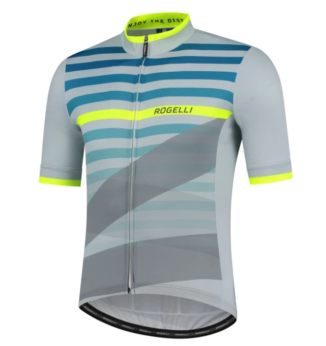 Rogelli Stripe Jersey - Grå/Blå/Neon 3 Rogelli Stripe Jersey - Grå/Blå/Neon