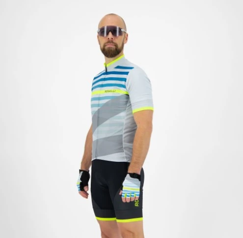 Rogelli Stripe Jersey - Grå/Blå/Neon 5 Rogelli Stripe Jersey - Grå/Blå/Neon - Bilde 3